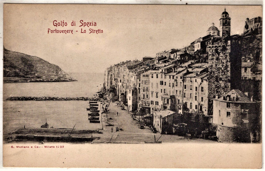 Cartolina antica Portovenere lo stretto golfo di Spezia