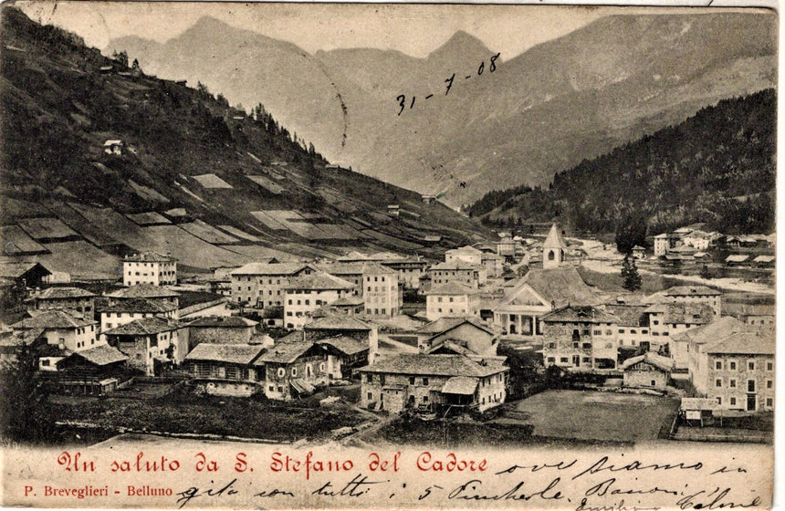 Cartolina antica Un saluto daS.Stefano di Cadore Belluno