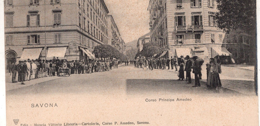 Cartolina antica Savona corso principe Amedeo