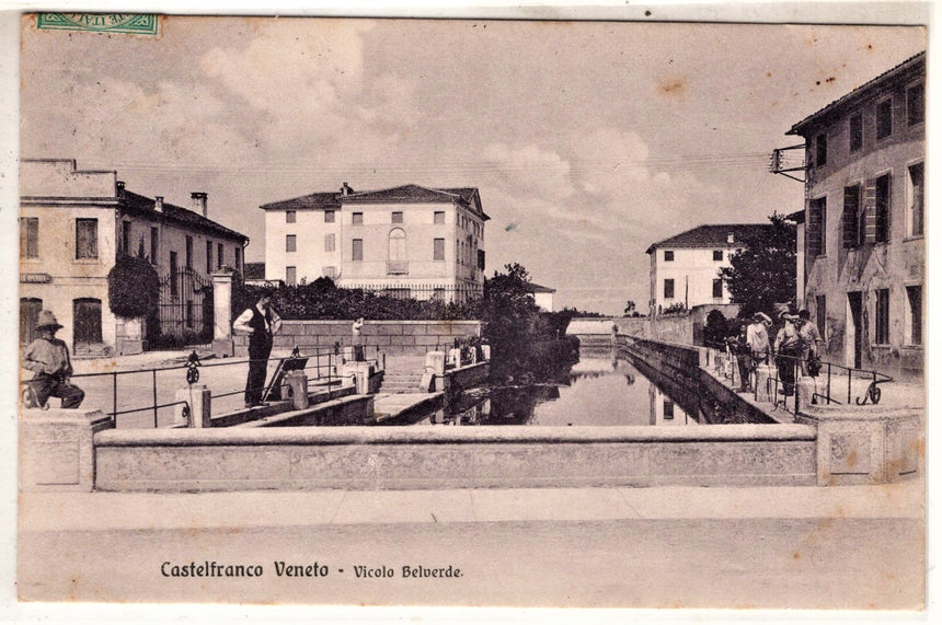 Cartolina antica Castelfranco Veneto vicolo Belvedere Treviso