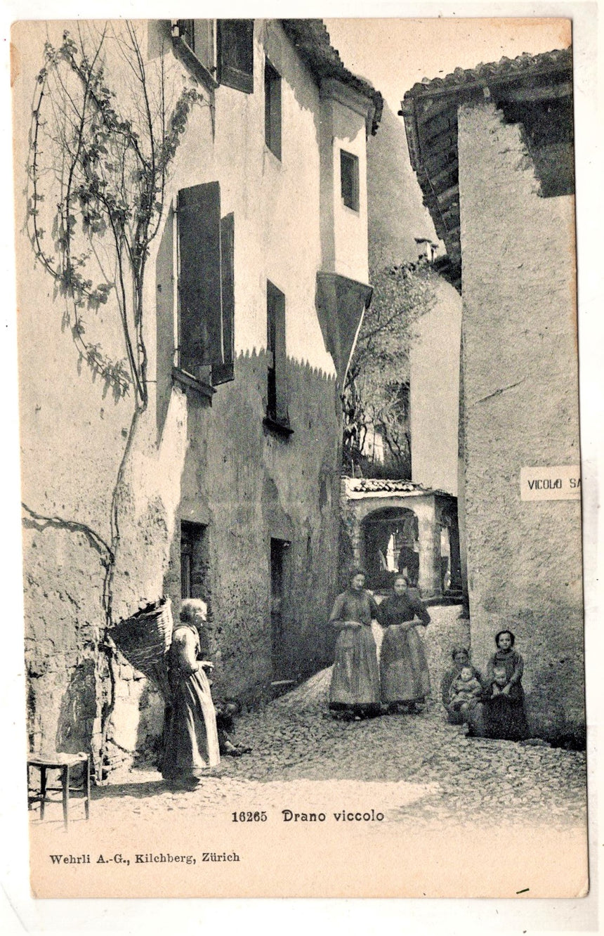 Cartolina antica Como Drano vicolo Valsolda