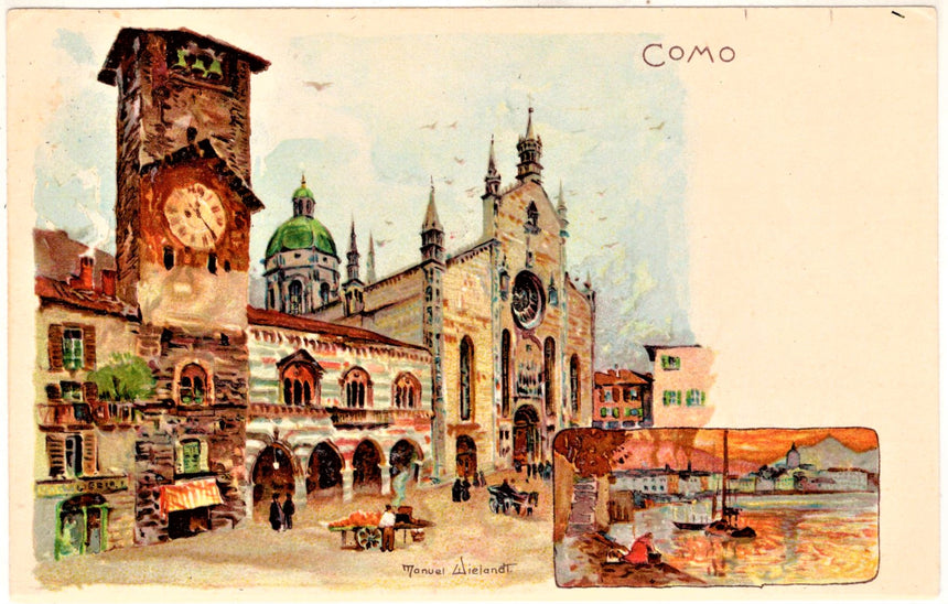 Cartolina antica Como nel 1898 dis. Wielandt