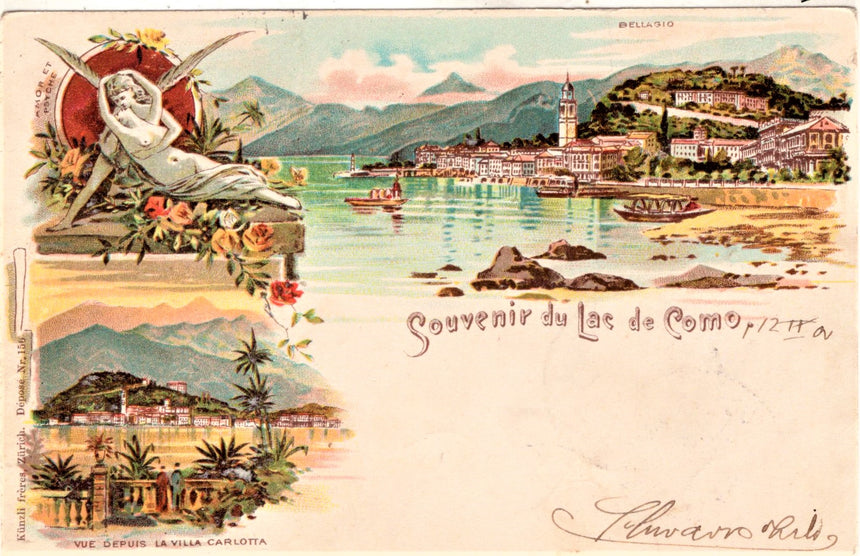 Cartolina antica Souvenir du lac de Como