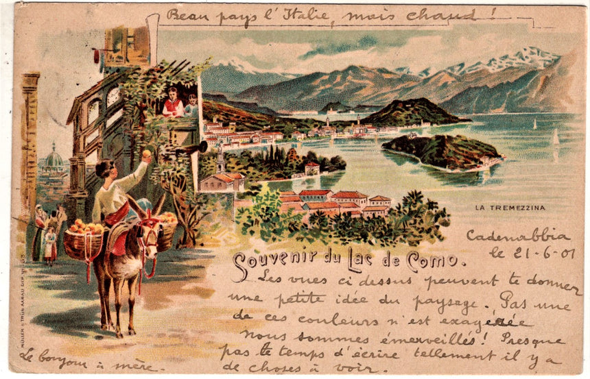 Cartolina antica Souvenir du lac de Como