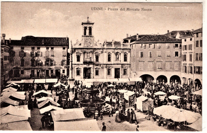 Cartolina antica Udine piazza del mercato