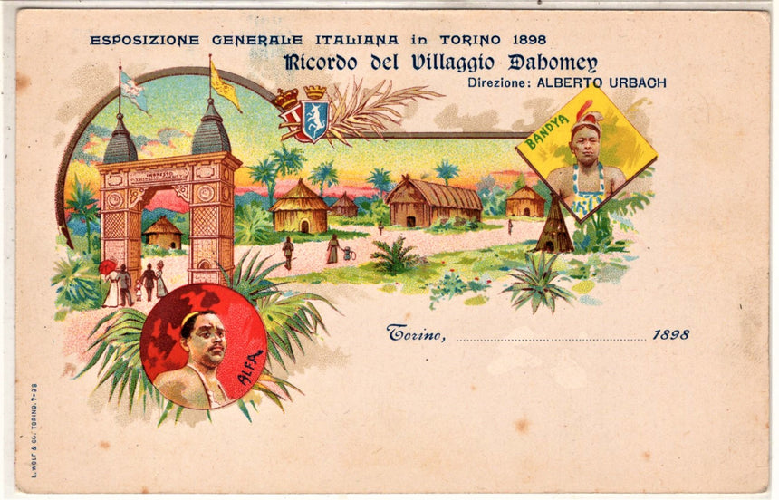 Cartolina antica Torino palazzo Madama esposizione generale 1898