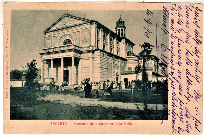 Cartolina antica Spoleto santuario Madonna della Stella