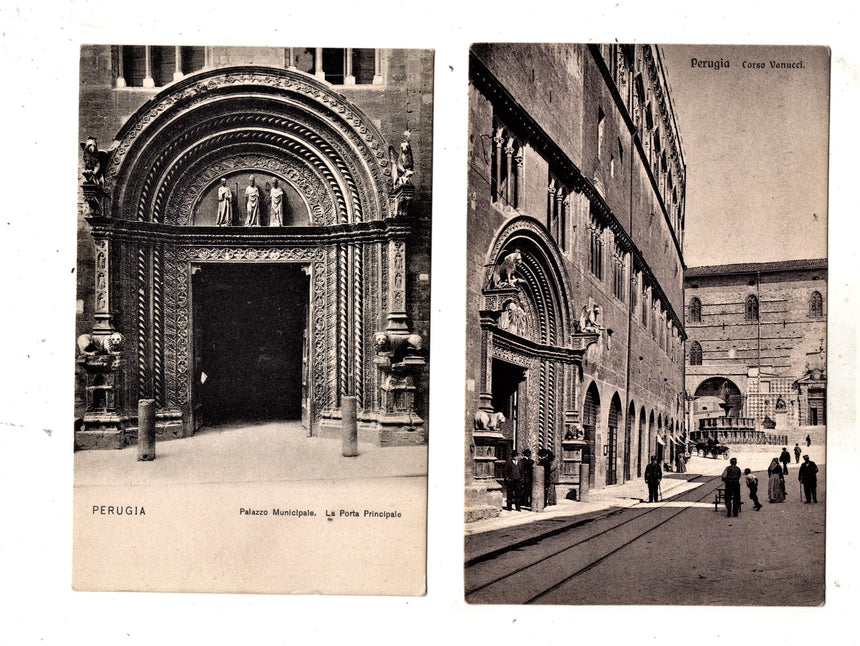 Cartolina antica Perugia corso Vanucci palazzo municipale
