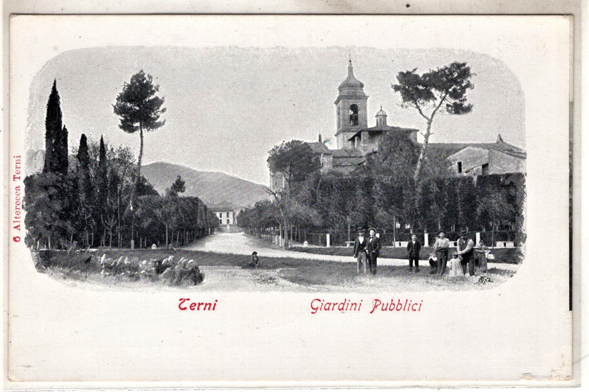 Cartolina antica Terni  giardini pubblici