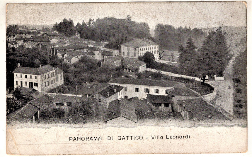Cartolina antica Gattico Veruno panorama villa Leonardi Novara