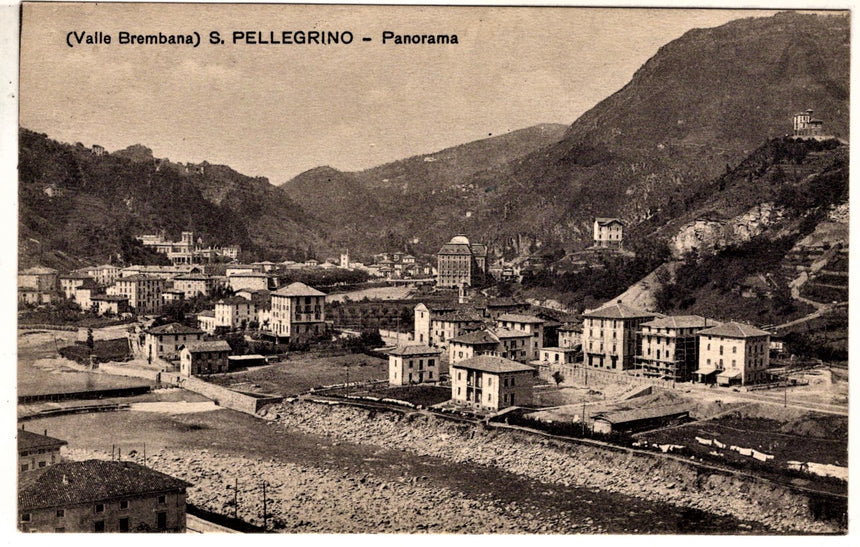 Cartolina antica San Pellegrino panorama Val Brembana Bergamo