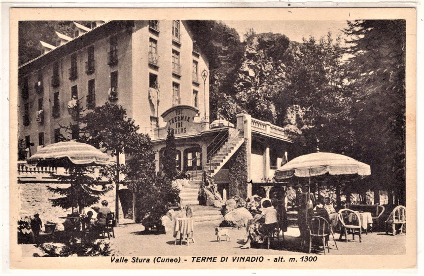 Cartolina antica Valle Stura albergo Terme di Vinadio Cuneo