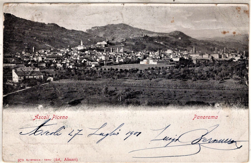 Cartolina antica Ascoli Piceno panorama