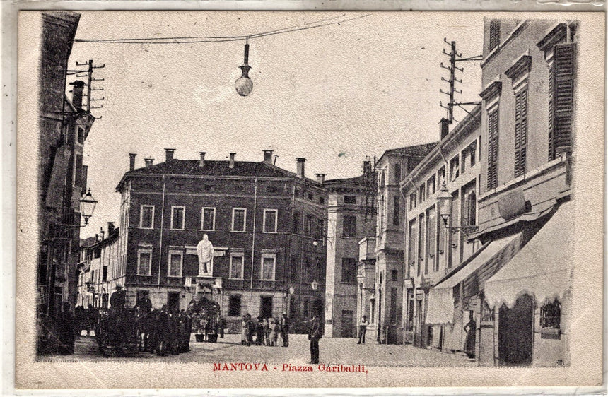 Cartolina antica Mantova piazza Garibaldi
