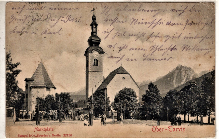 Cartolina antica Ober Tarvis Marktplatz Udine
