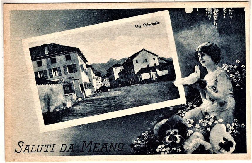 Cartolina antica Saluti da Meano Belluno Santa Giustina