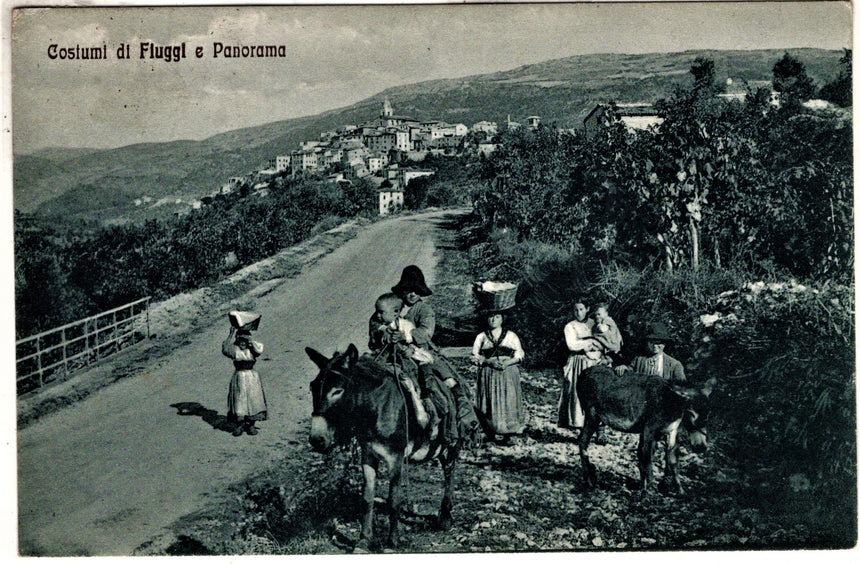 Cartolina antica Fiuggi panorama e costumi di Fiuggi Frosinone