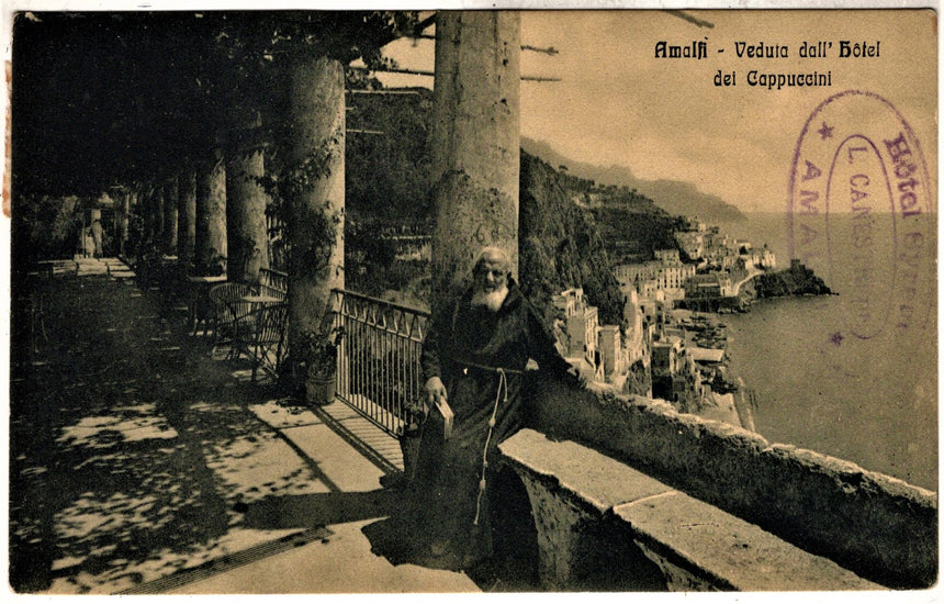 Cartolina antica Amalfi veduta dal Hotel dei Cappuccini