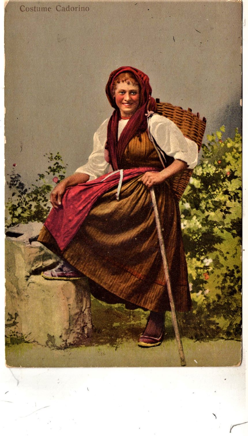Cartolina antica Costume Cadorino Belluno