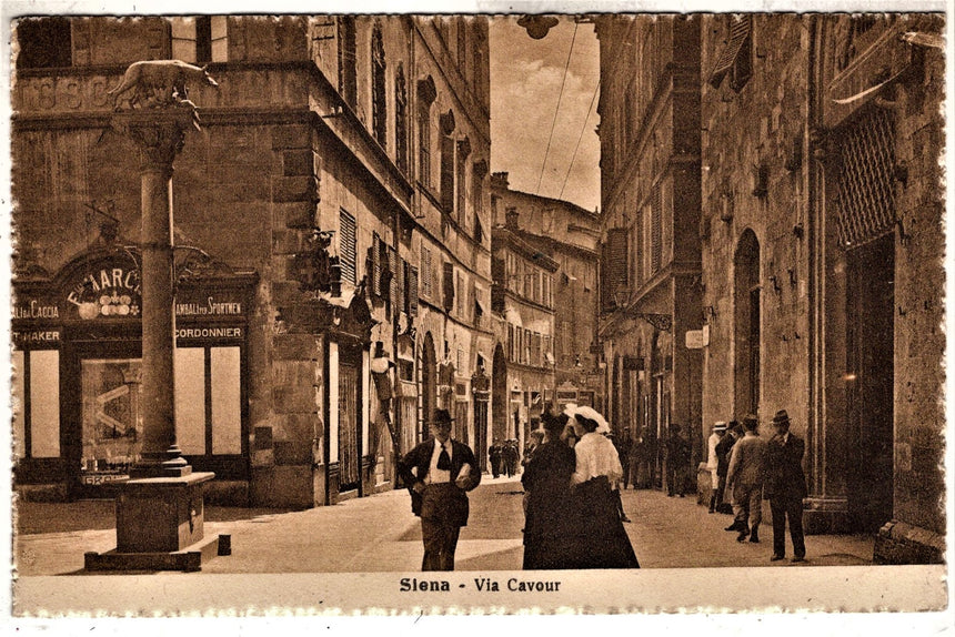 Cartolina antica Siena via Cavour