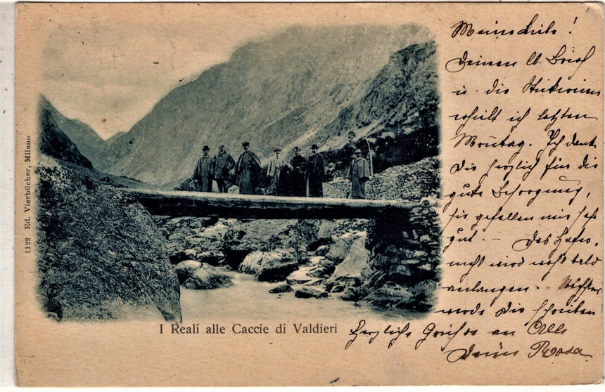 Cartolina antica I Reali alle Caccie di Valdieri Cuneo