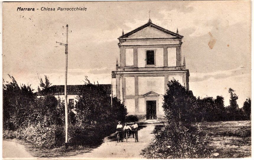 Cartolina antica Marrara la chiesa Parrocchiale Ferrara