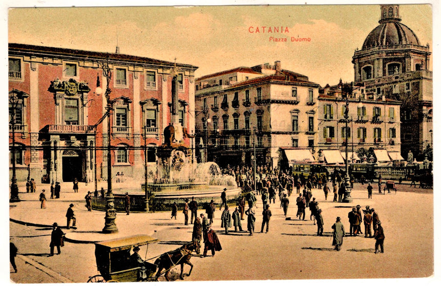 Cartolina antica Catania piazza Duomo