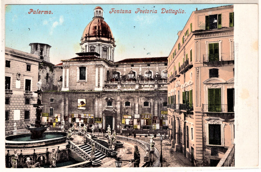 Cartolina antica Palermo fontana Pretoria