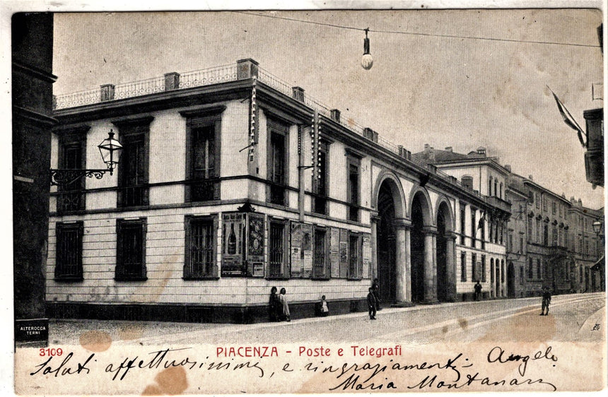 Cartolina antica Piacenza poste e telegrafi