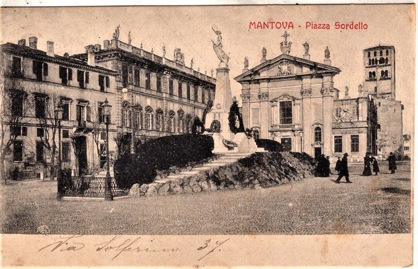 Cartolina antica Mantova piazza Sordello