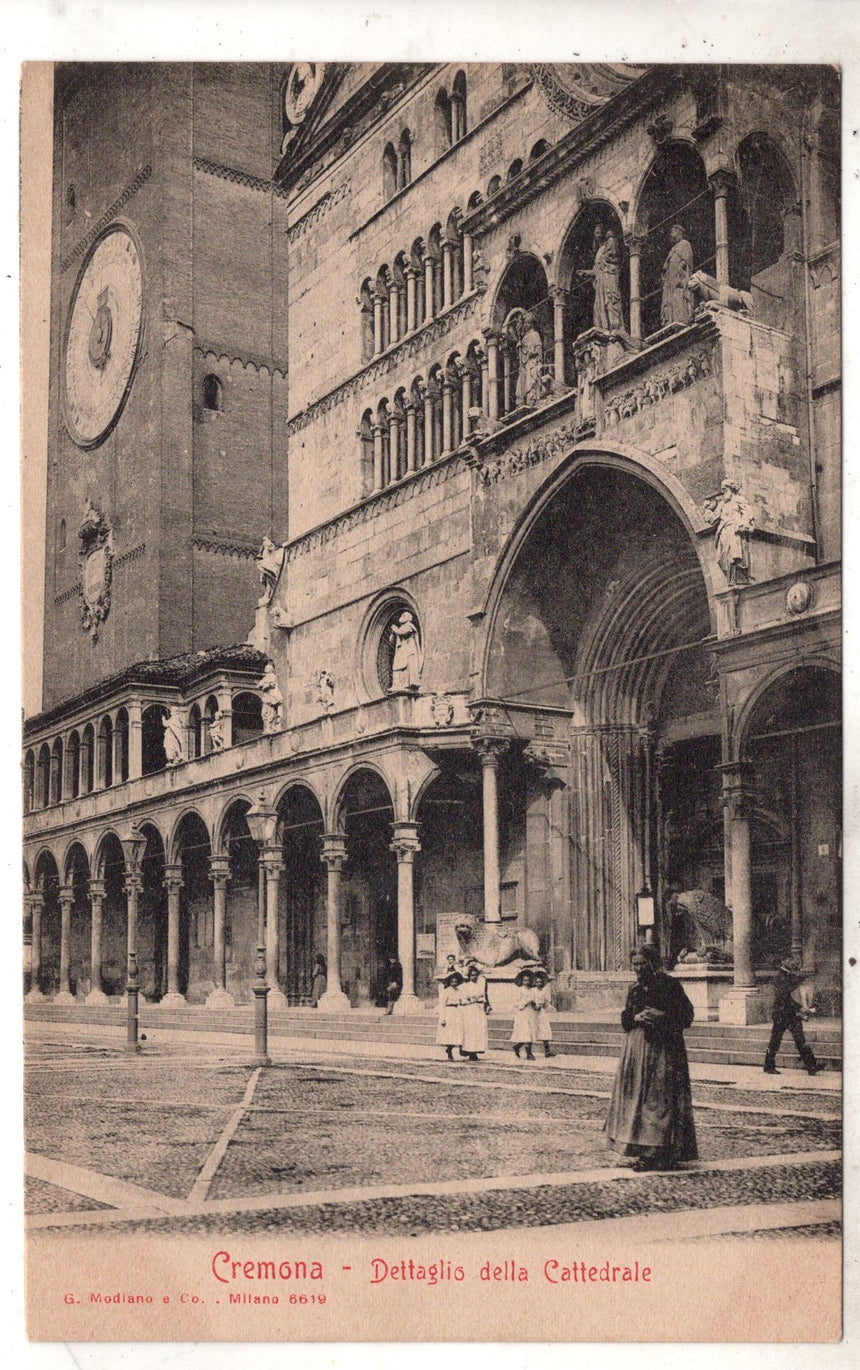 Cartolina antica Cremona dettaglio della Cattedrale
