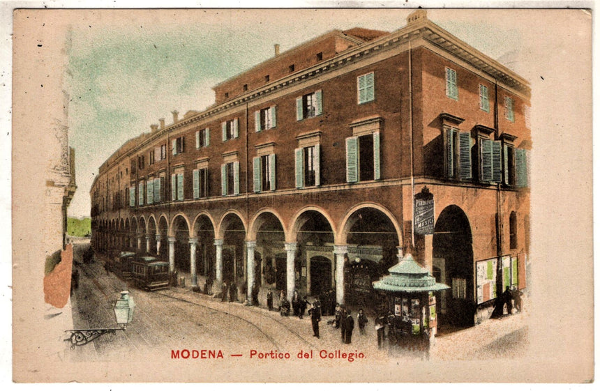Cartolina antica Modena portico del collegio