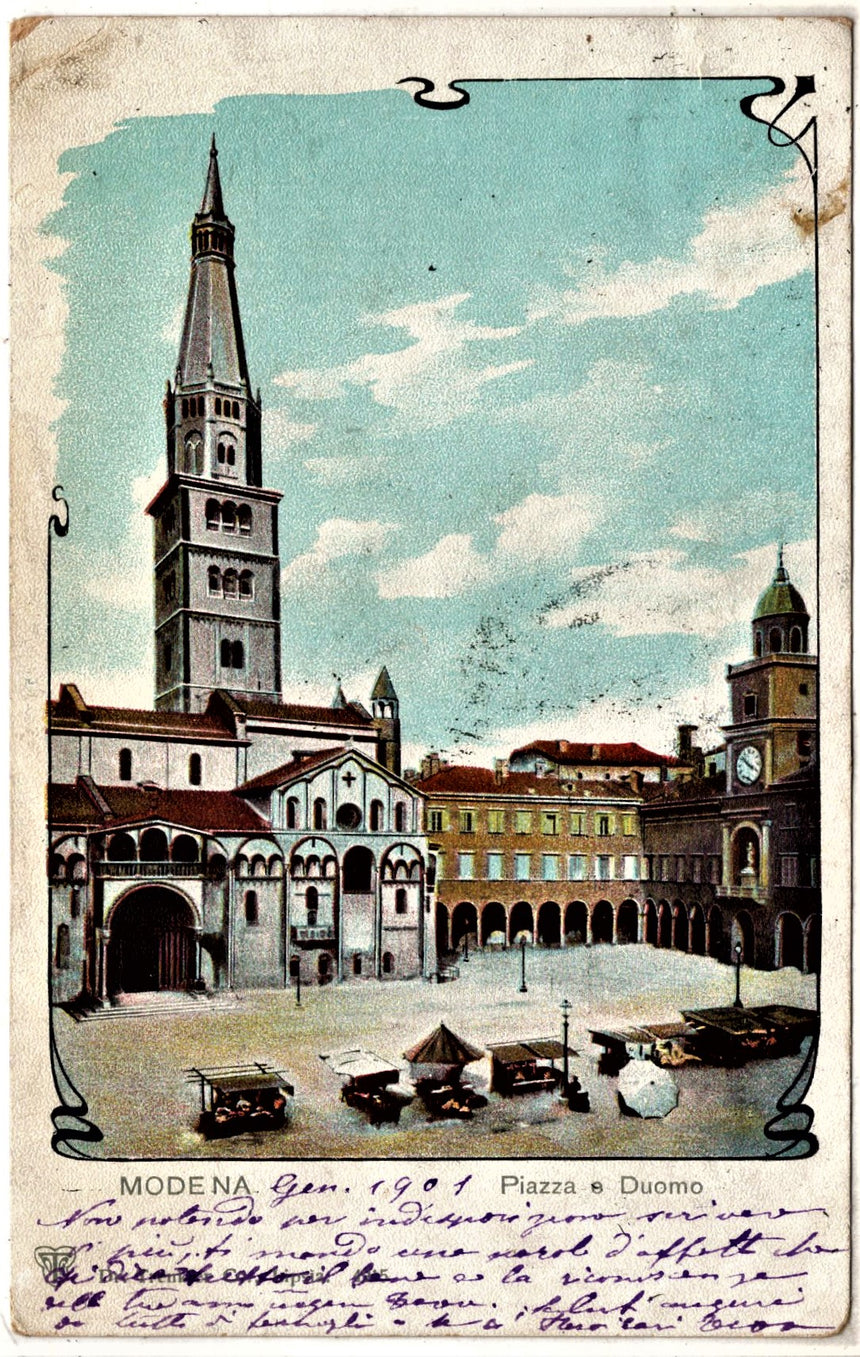 Cartolina antica Modena Piazza e Duomo