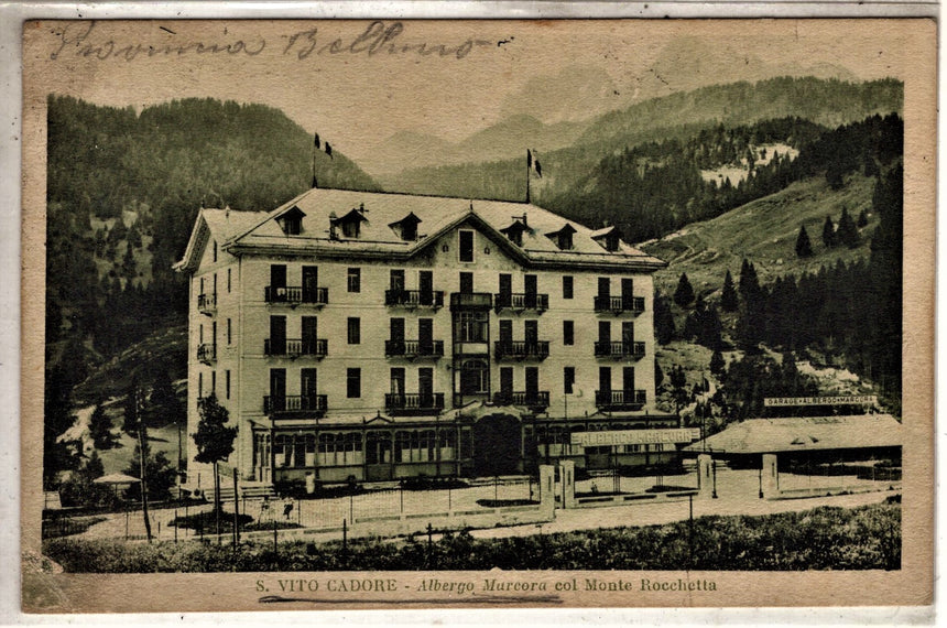 Cartolina antica San Vito del Cadore albergo Marcora