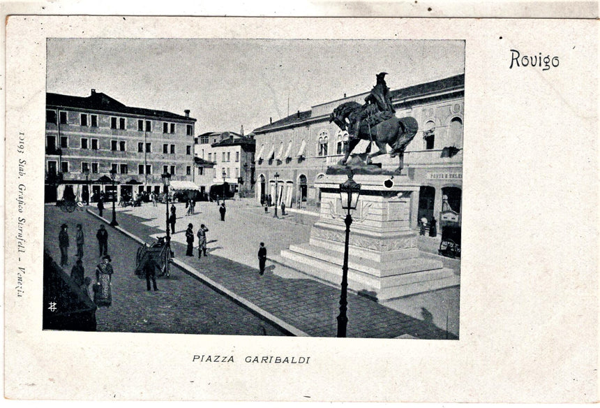 Cartolina antica Rovigo piazza Garibaldi