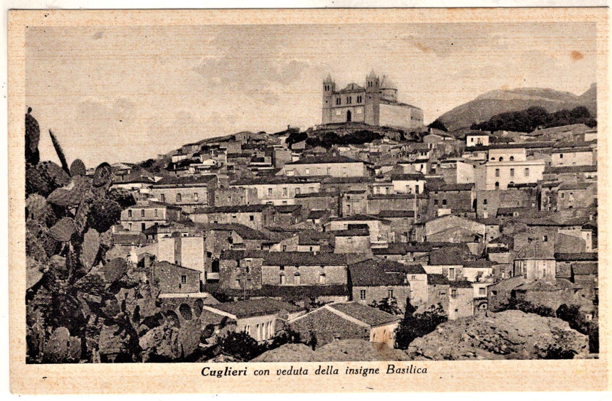 Cartolina antica Cagliari veduta con Basilica