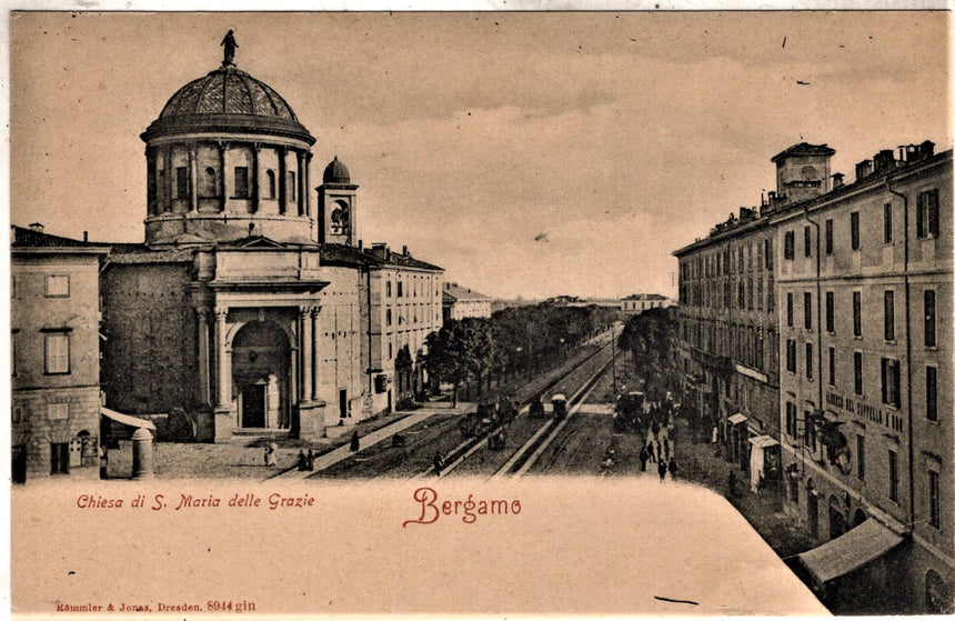 Cartolina antica Bergamo chiesa Santa Maria delle Grazie