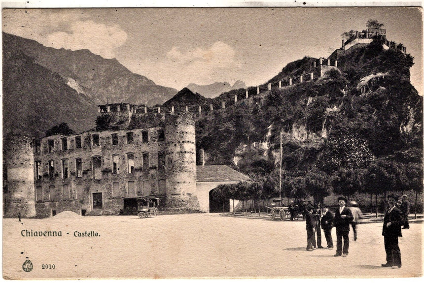 Cartolina antica Chiavenna castello Sondrio