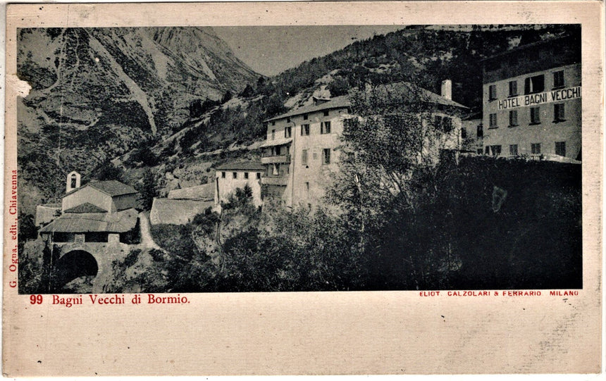 Cartolina antica Valtelina Bormio i Bagni Vecchi