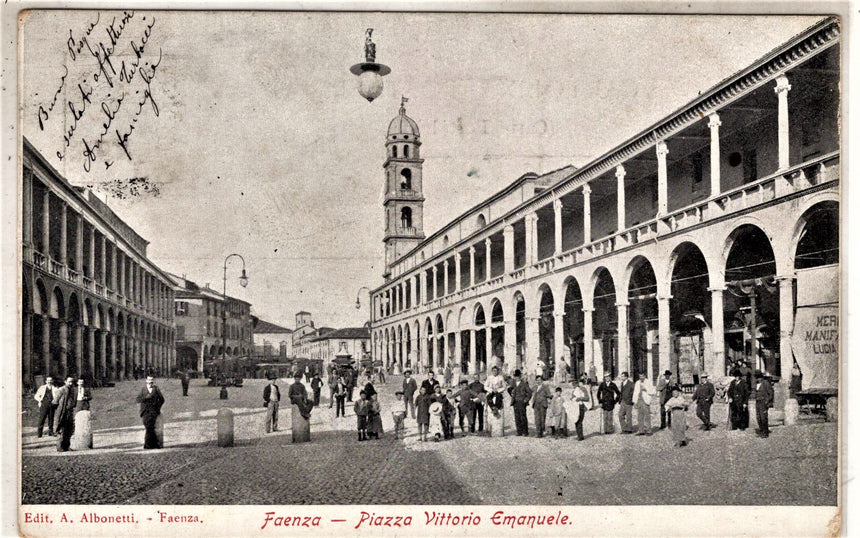 Cartolina antica Faenza piazza V.Emanuele II