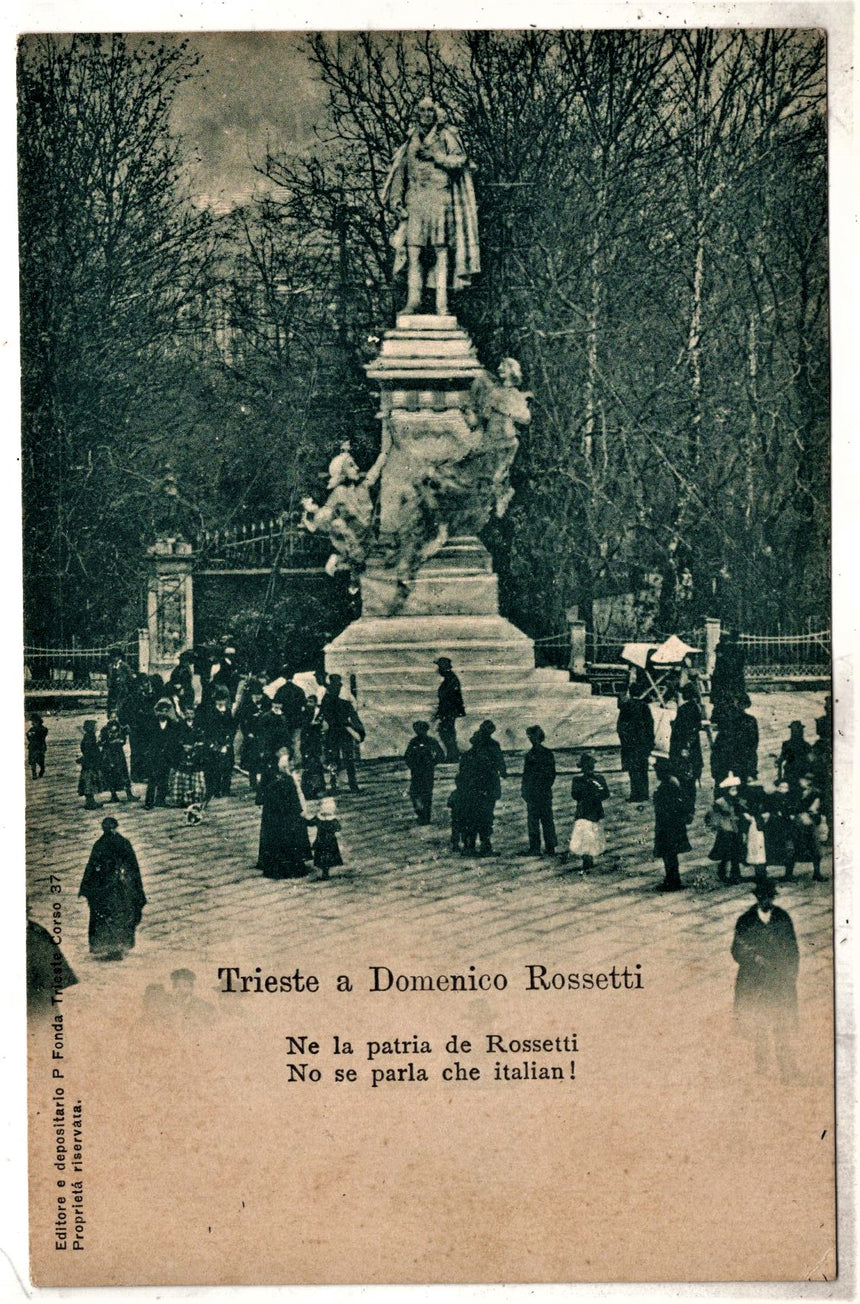 Cartolina antica Trieste monumento a Rossetti