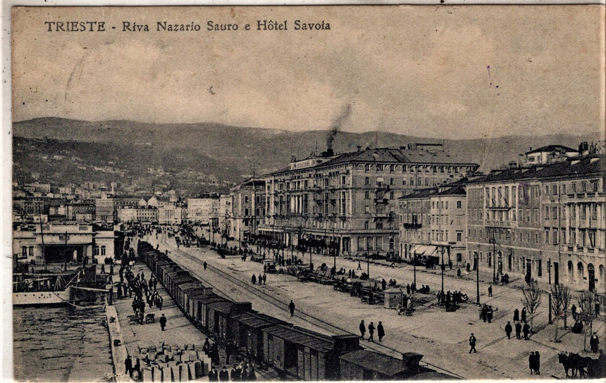 Cartolina antica Trieste riva N.Sauro e Hotel Savoia