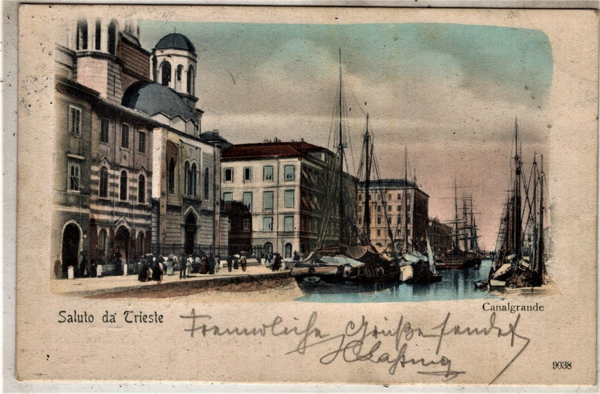 Cartolina antica Saluto da Trieste Canalgrande