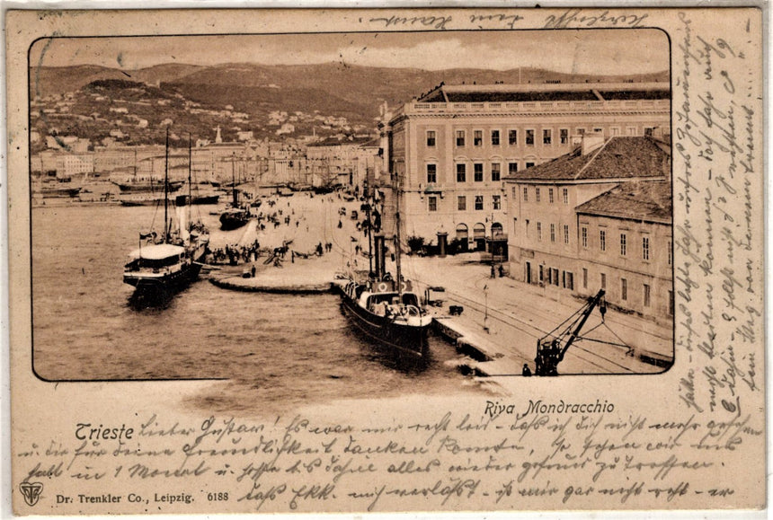 Cartolina antica Trieste Riva Mandracchio