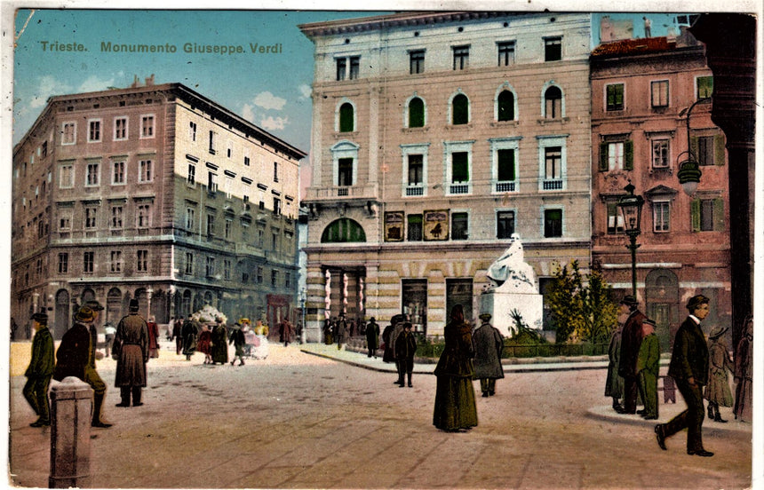 Cartolina antica Trieste monumento a G.Verdi