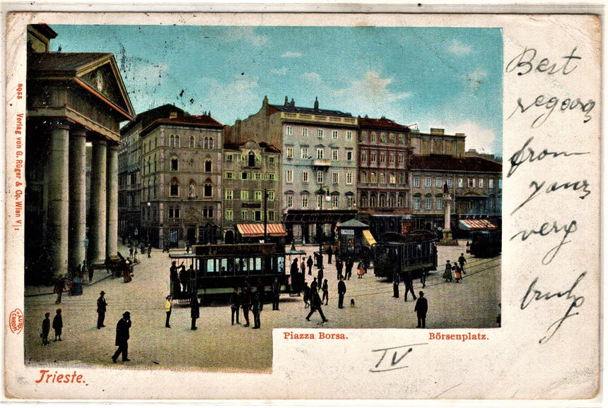 Cartolina antica Trieste Piazza Borsa