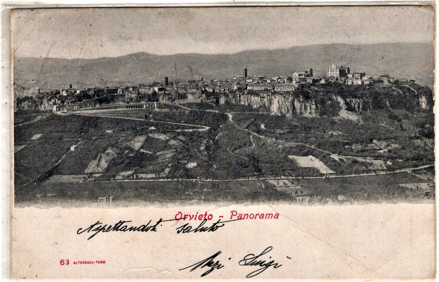 Cartolina antica Orvieto Panorama nel 1900