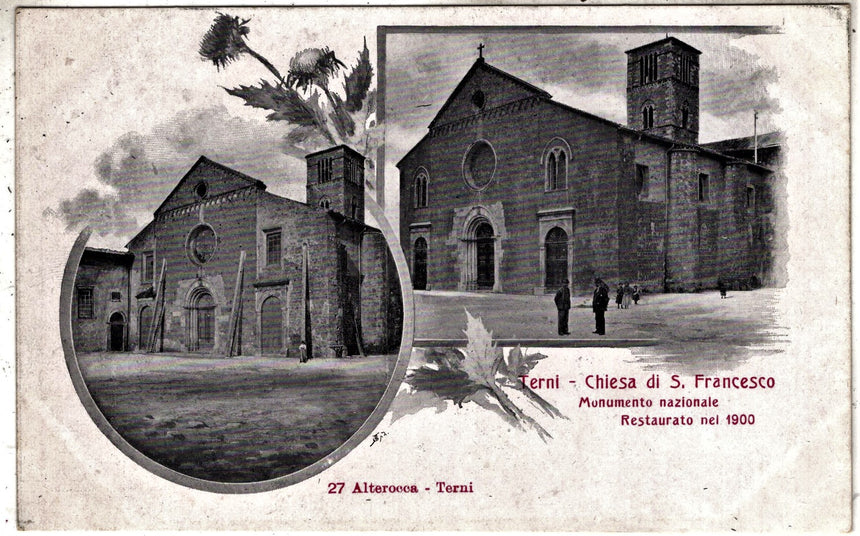 Cartolina antica Terni Chiesa di San Francesco