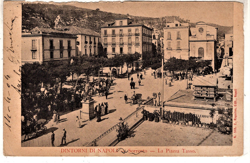 Cartolina antica Sorrento Piazza Tasso