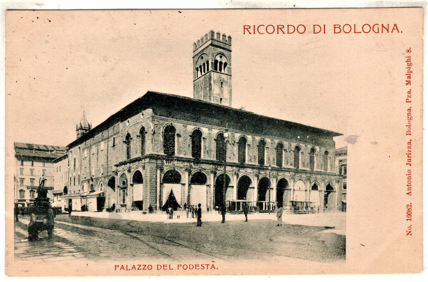 Cartolina antica Ricordo di Bologna palazzo del Podestà